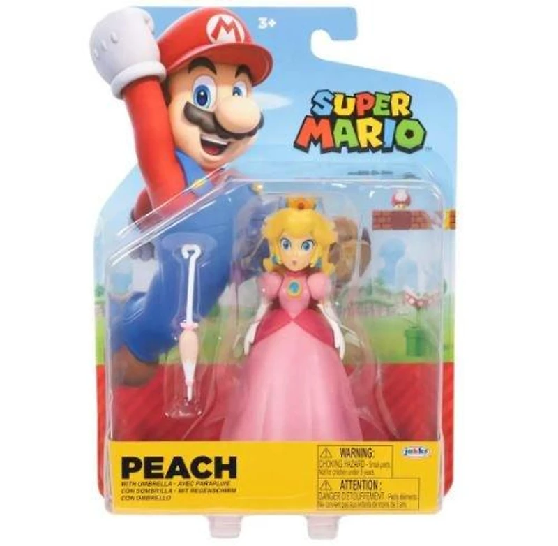 Jakks Pacific Super Mario Princess Peach with Umbrella 4-in Action Figure