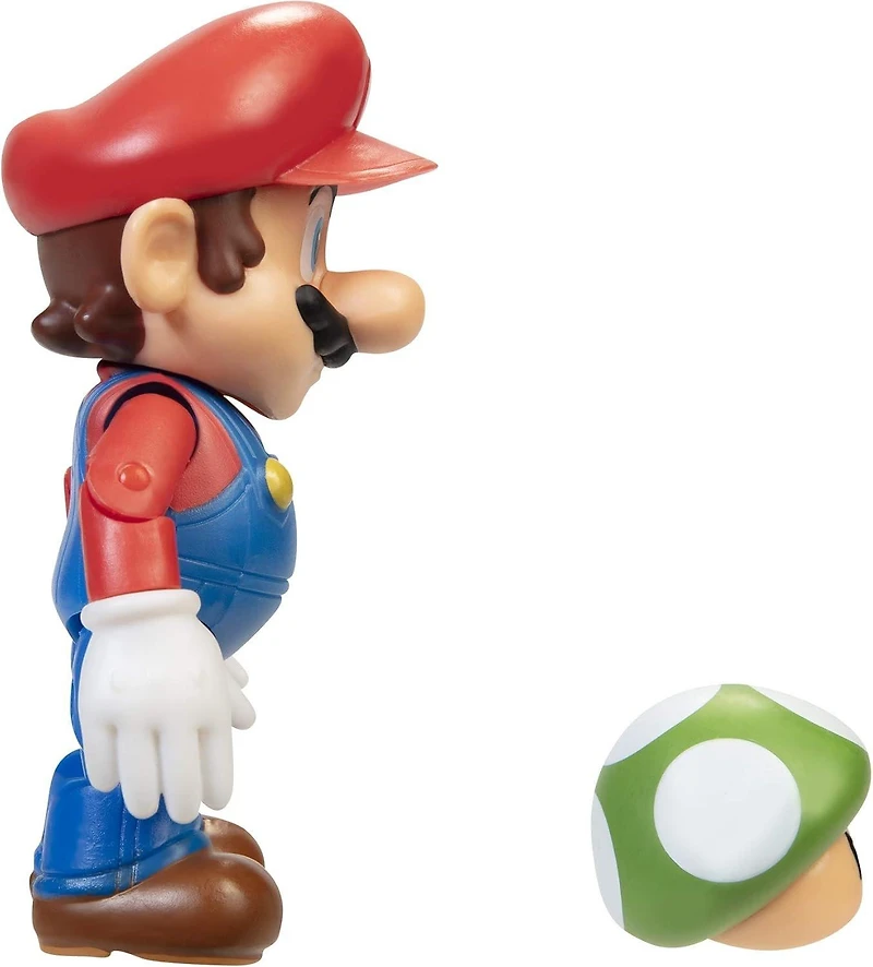 Jakks Pacific Super Mario - Mario with Green Mushroom 4-in Action Figure