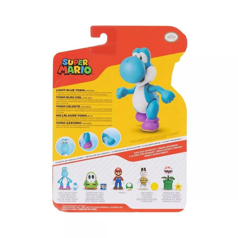 Jakks Pacific Super Mario Light Blue Yoshi with Egg 4-in Figure