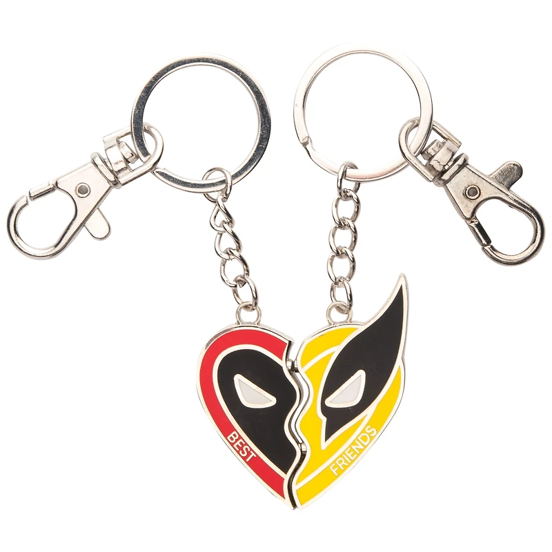 Marvel Deadpool and Wolverine Best Friends Heart Magnetic Keychain Set GameStop Exclusive