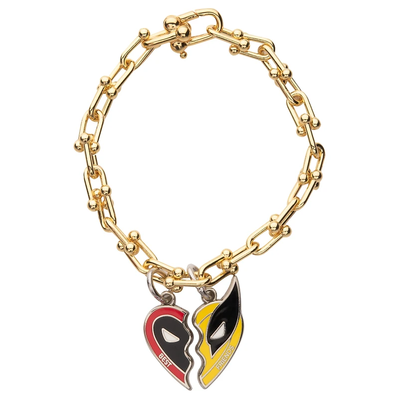 Marvel Deadpool and Wolverine Best Friends Charm Gold Plated Bracelet GameStop Exclusive