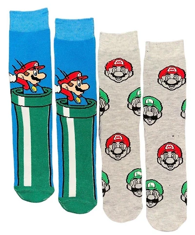 Nintendo Super Mario Bros Pipe Mens Crew Socks 2-Pack