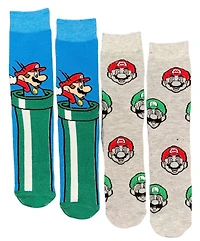 Nintendo Super Mario Bros Pipe Mens Crew Socks 2-Pack