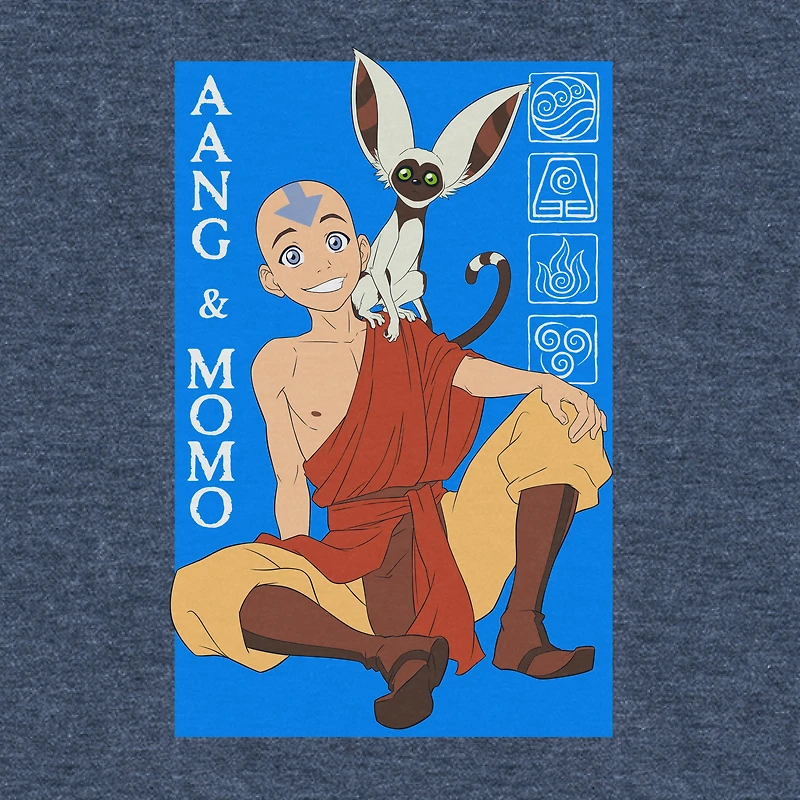 Avatar: The Last Air Bender Aang and Momo Navy Blue Unisex Graphic T-Shirt
