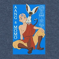 Avatar: The Last Air Bender Aang and Momo Navy Blue Unisex Graphic T-Shirt