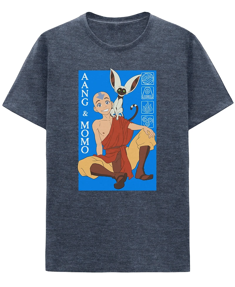 Avatar: The Last Air Bender Aang and Momo Navy Blue Unisex Graphic T-Shirt