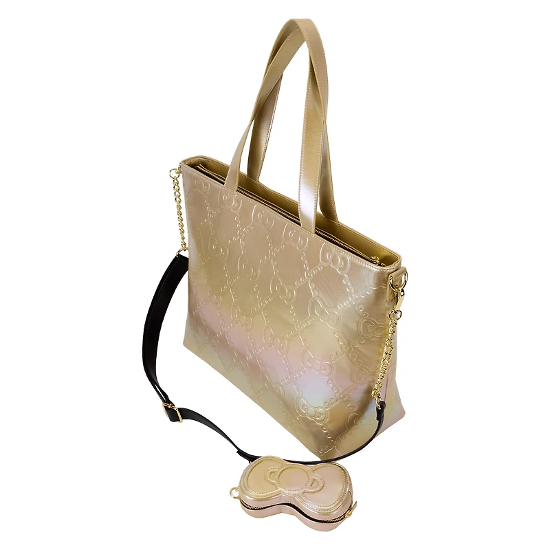 Loungefly Sanrio 50th Anniversary Hello Kitty Metallic Gold Tote Bag With Coin Bag