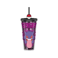 Pokemon Gengar 24oz Plastic Cold Cup with Lid and Topper Straw