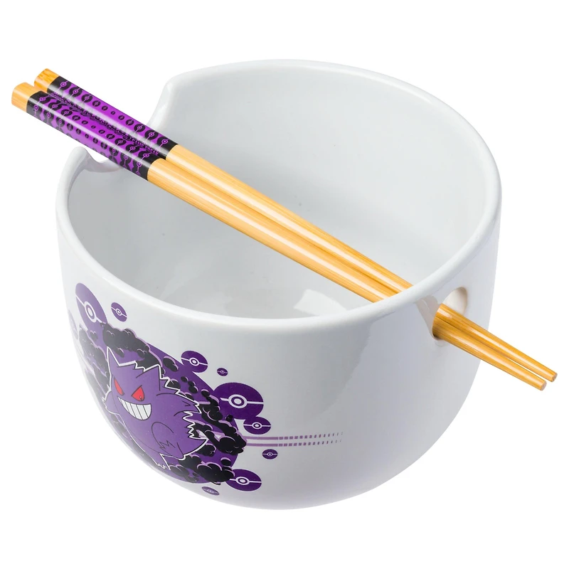 Pokemon Gengar Ramen 20oz Ceramic Bowl with Chopsticks Set