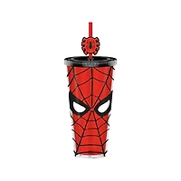 Marvel Spider-Man 24oz Plastic Cold Cup with Lid and Topper Straw