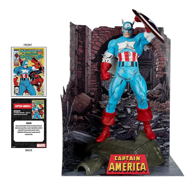 McFarlane Toys Marvel: The Amazing Spider-Man Issue 323 with Captain America Comic and 1:6 Scale Statue