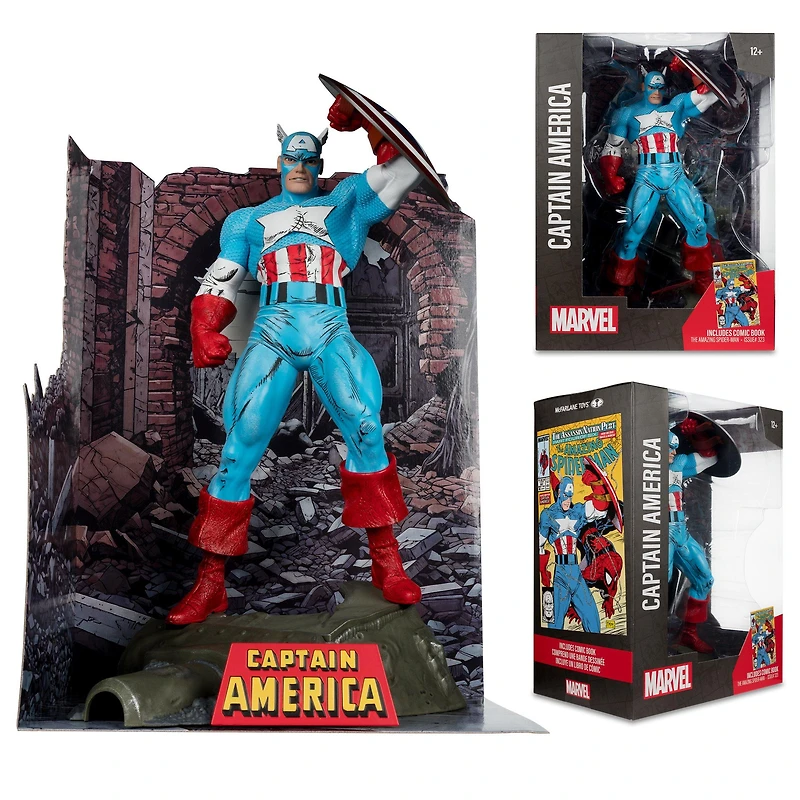 McFarlane Toys Marvel: The Amazing Spider-Man Issue 323 with Captain America Comic and 1:6 Scale Statue
