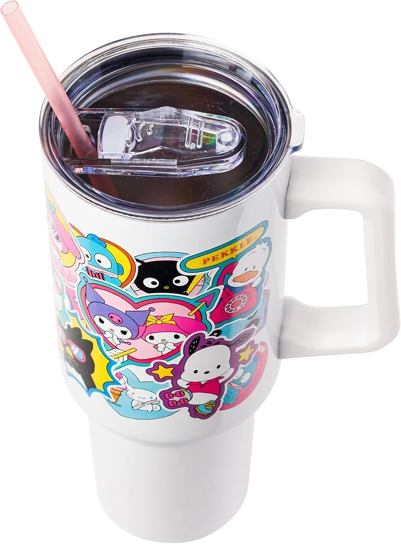 Hello Kitty and Friends Sticker Collage 40oz Stainless Steel Tumbler with Handle