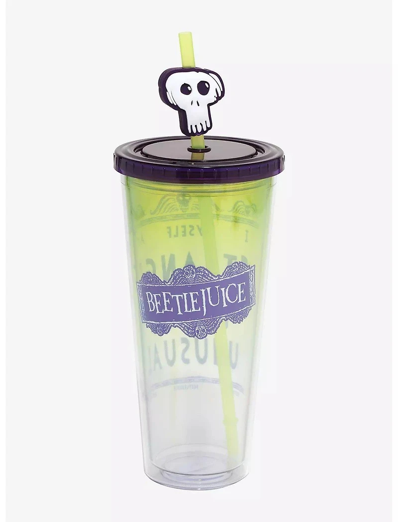 Beetlejuice Strange and Unusual 24 oz Plastic Cold Cup with Lid and Topper Straw