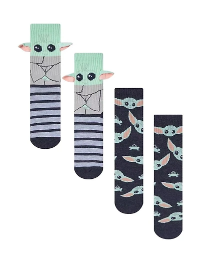 Star Wars The Mandalorian Grogu 2 Pack Crew Socks with 3D Ears