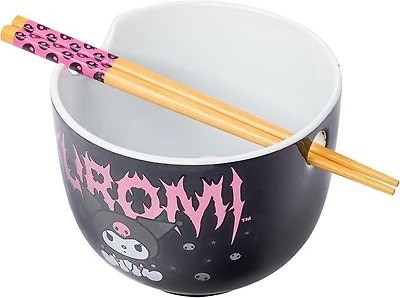 Sanrio Kuromi Metal Ramen with Chopsticks 20oz Ceramic Bowl