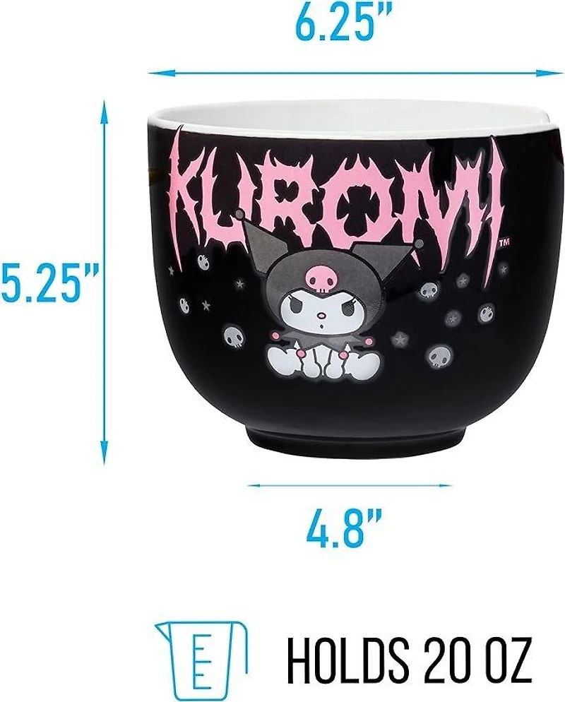 Sanrio Kuromi Metal Ramen with Chopsticks 20oz Ceramic Bowl
