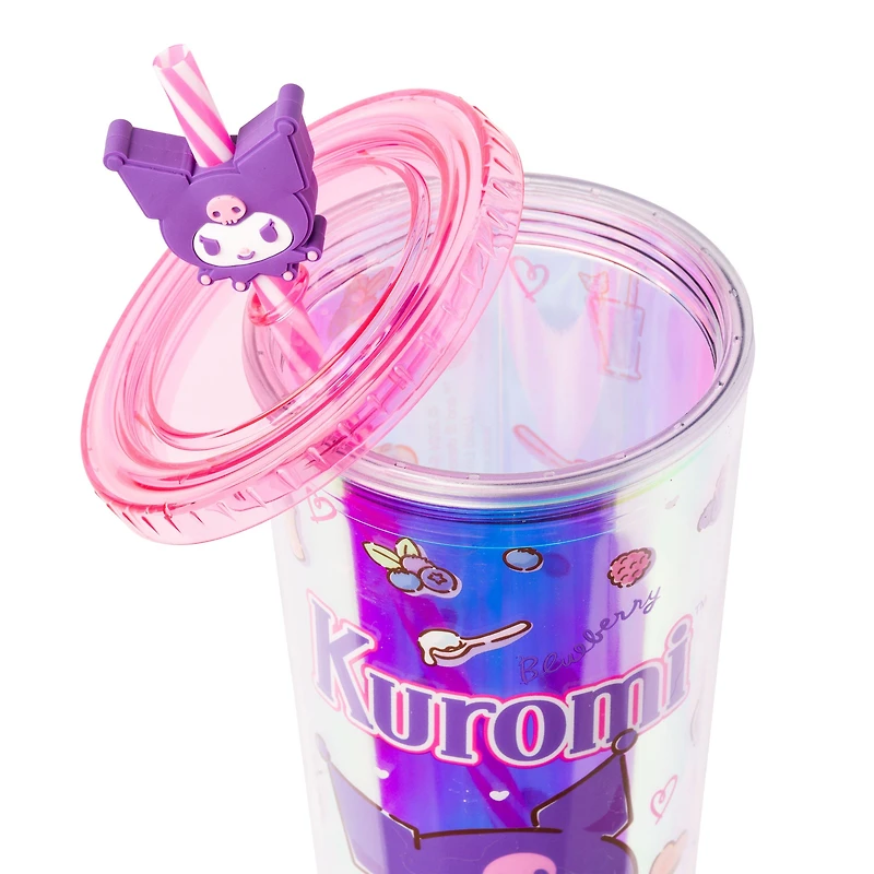 Sanrio Kuromi Flipping Pancake Icons Iridescent 24oz Plastic Cold Cup with Lid and Topper Straw
