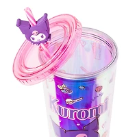 Sanrio Kuromi Flipping Pancake Icons Iridescent 24oz Plastic Cold Cup with Lid and Topper Straw