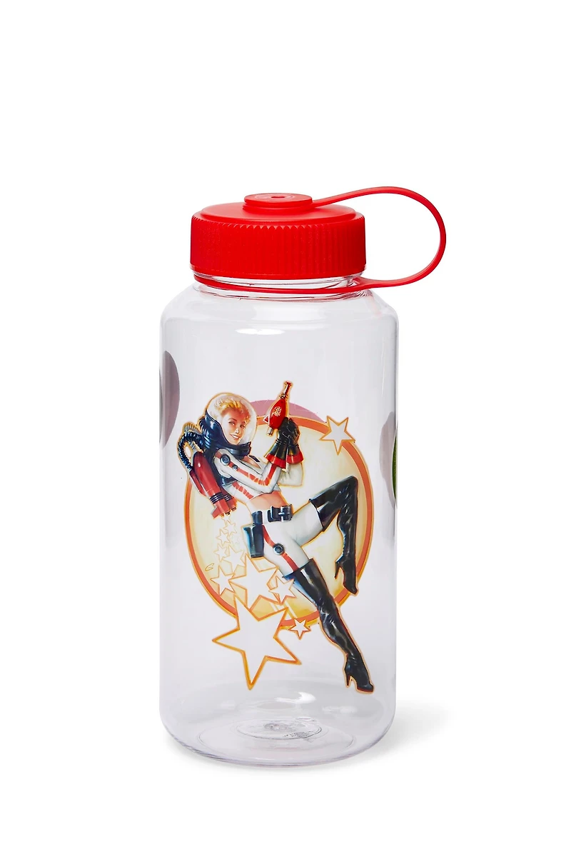 Fallout Nuka Cola Logo Plastic 34oz Water Bottle with Lid and Molded Ice Cubes