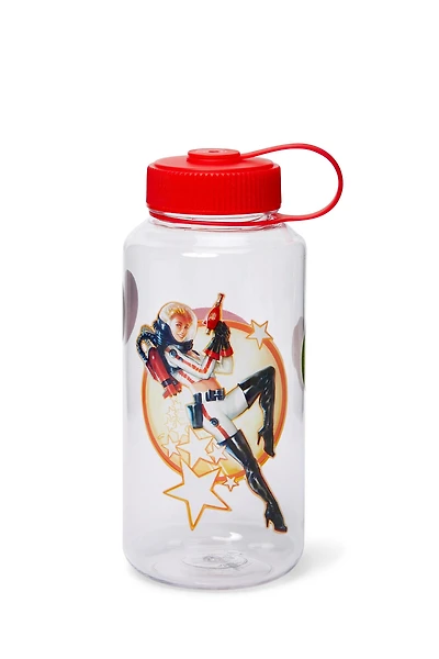 Fallout Nuka Cola Logo Plastic 34oz Water Bottle with Lid and Molded Ice Cubes
