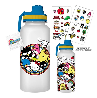 Hello Kitty Sanrio Group 32oz Twist Spout Plastic Bottle with Sticker Set