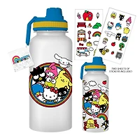 Hello Kitty Sanrio Group 32oz Twist Spout Plastic Bottle with Sticker Set