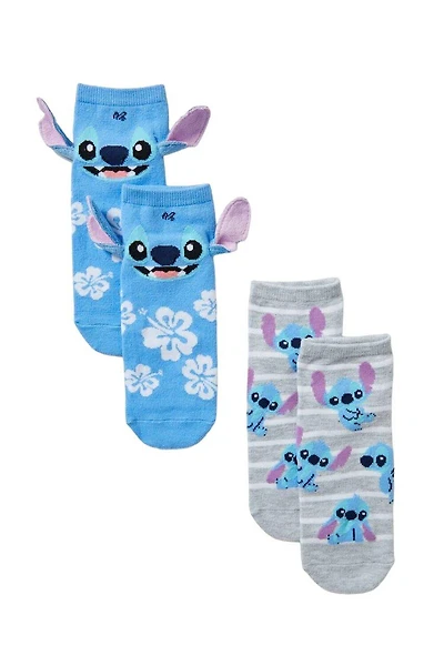 Disney Lilo and Stitch 3D Ears No-Show Ankle Socks 2 Pack