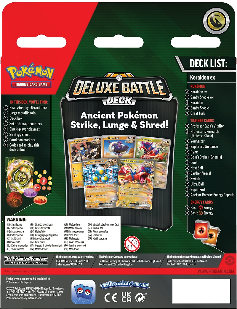 Pokemon Trading Card Game Miraidon ex or Koraidon ex Deluxe Battle Deck (Styles May Vary