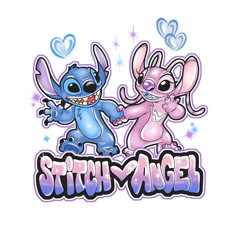 Disney Stitch and Angel Airbrush Graphic T-Shirt