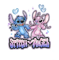 Disney Stitch and Angel Airbrush Graphic T-Shirt