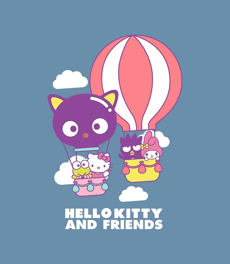 Hello Kitty and Friends Balloon on Blue Pigment Dye Tee