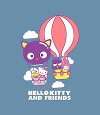 Hello Kitty and Friends Balloon on Blue Pigment Dye Tee