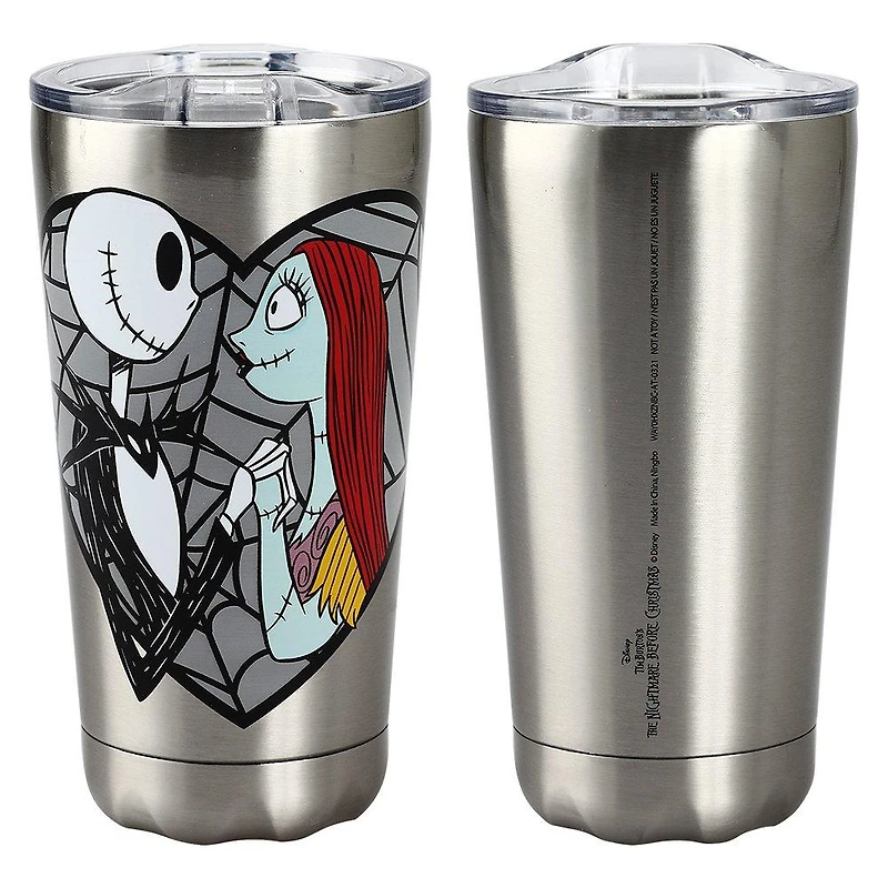 The Nightmare Before Christmas Jack and Sally Gray 15 oz Stainless Steel Tumbler