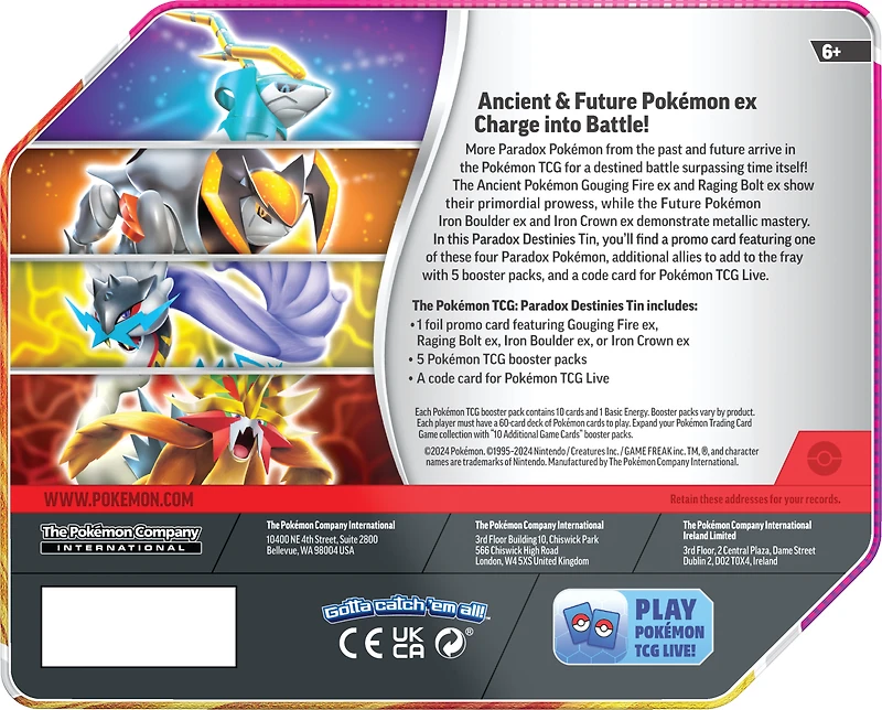 Pokemon Trading Card Game: Paradox Destinies Tin (Styles May Vary