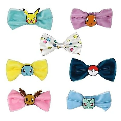 Pokemon Velvet Bow Hair Clips 7-Pack