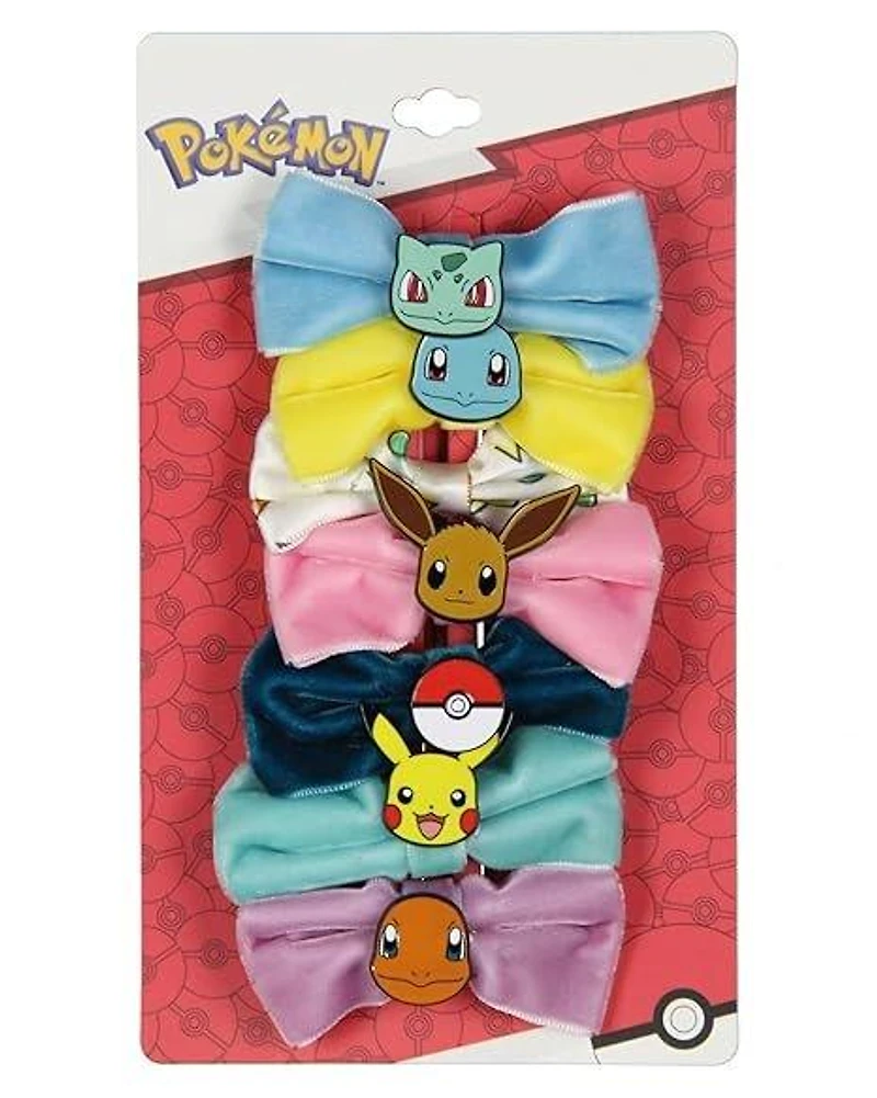 Pokemon Velvet Bow Hair Clips 7-Pack