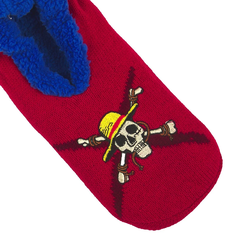 One Piece Straw Hat Jolly Roger Slipper Socks with Grippers