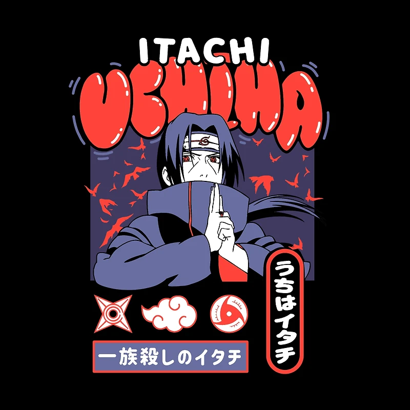 Naruto Itatchi Bubble Font Graphic T-Shirt GameStop Exclusive