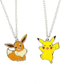 Pokemon Eevee and Pikachu Bestie Necklace Set with Magnetic Pokeball