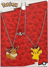 Pokemon Eevee and Pikachu Bestie Necklace Set with Magnetic Pokeball