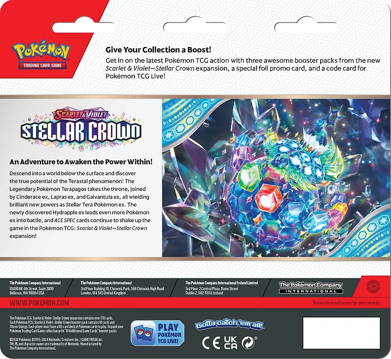 Pokemon Trading Card Game: Scarlet and Violet Stellar Crown Three Booster Blister