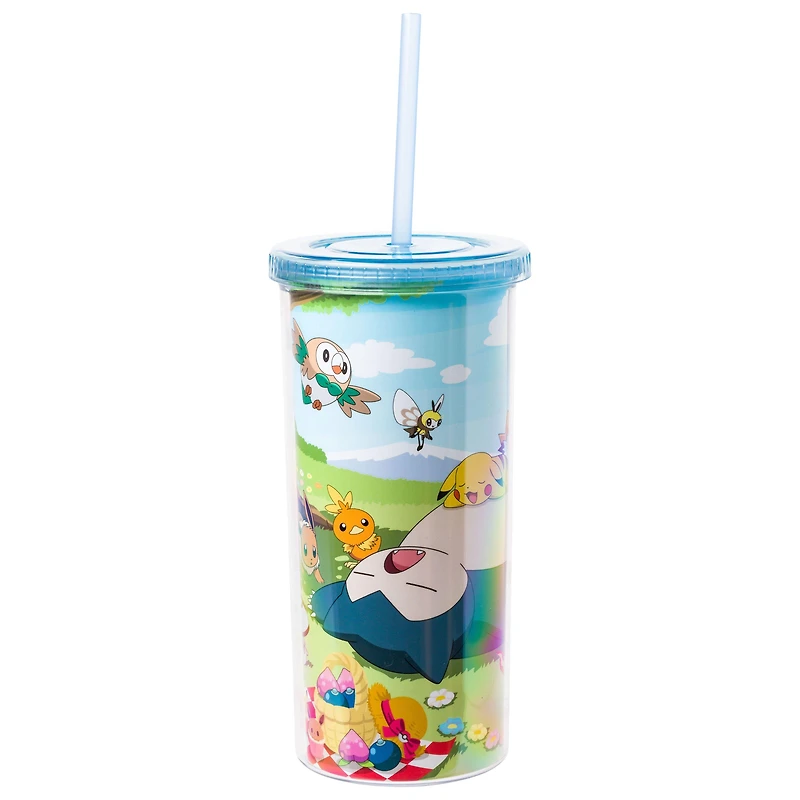 Pokemon Blossom Picnic 20oz Plastic Tall Cold Cup with Lid and Straw
