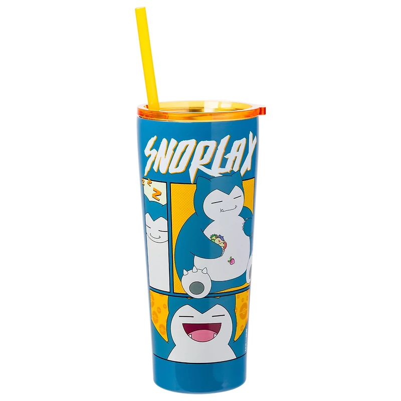 Pokemon Snorlax Pose Panels Double Walled Stainless Steel 22oz Tumbler with Straw