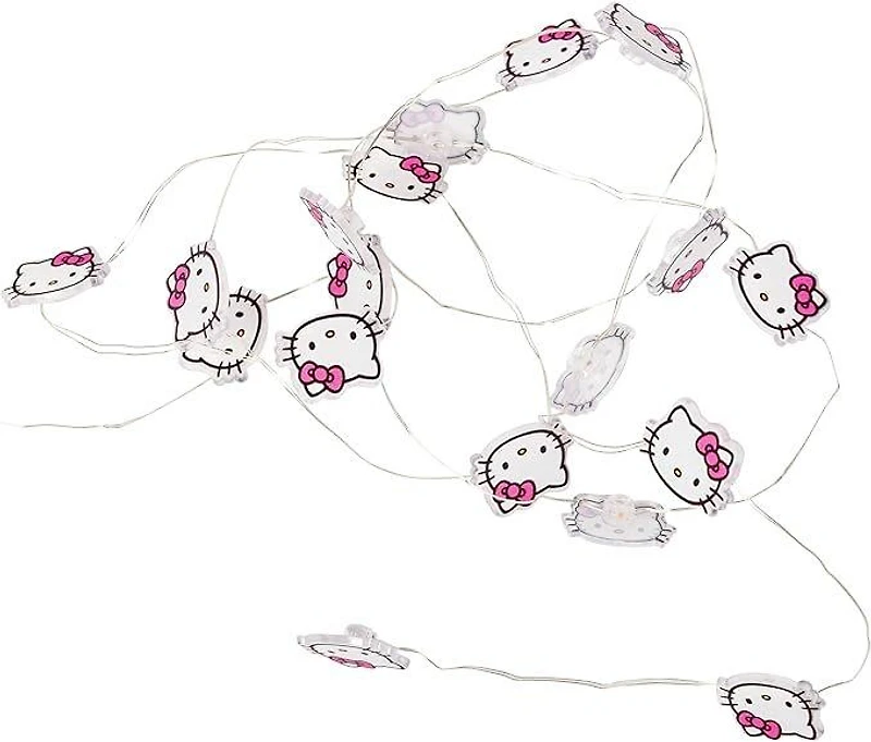 Sanrio Hello Kitty Pink Face Logo Bow 20ct Copper String Lights