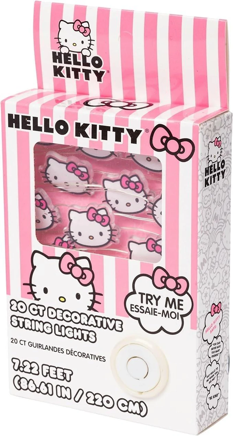 Sanrio Hello Kitty Pink Face Logo Bow 20ct Copper String Lights