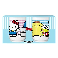 Sanrio Hello Kitty and Friends Group Stripes 2pc 12oz Ceramic Tea Cup Set