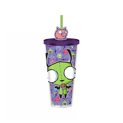 Invader Zim Gir 24oz Plastic Cold Cup with Lid and Topper Straw