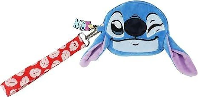 Lilo and Stitch - Stitch Winking Big Face Faux Fur Coin Pouch with Detachable Strap and Scrump Charm