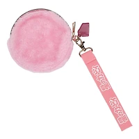 Retro Kirby Faux Fur Coin Purse with Detachable Strap and Cake Charm